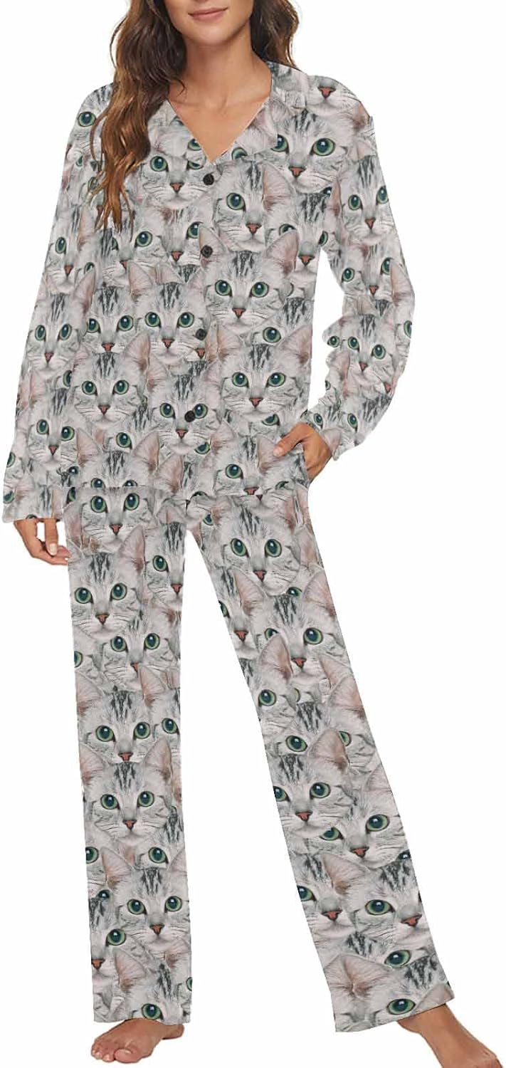 MyPupSocks Custom Face Pajamas for Women Set, Personalized Photo Long Sleepwear XS-XXL