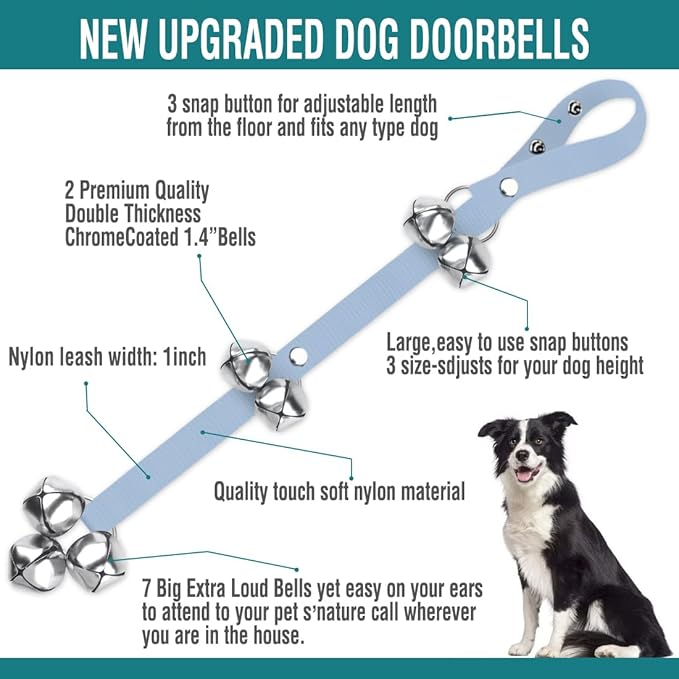 BLUETREE Dog Doorbells Premium Quality Training Potty Great Dog Bells Adjustable Door Bell Dog Bells for Potty Training Your Puppy The Easy Way - 7 Extra Large Loud 1.4 DoorBells