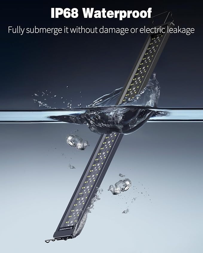 Pawfly 38 W Aquarium LED Light for 36" to 45" Tanks 24/7 Extendable Fish Tank with Full Spectrum IP68 Waterproof Light with D/N Mode Single Color Effects Timer and Adjustable Brightness