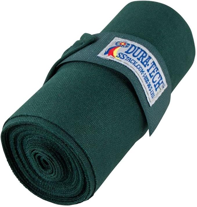 Dura-Tech Standing Wraps for Horses | Color Green | Optimal Comfort & Support | Ideal for Post-Exercise & Trailering | Right Tension Application | Secure Closure