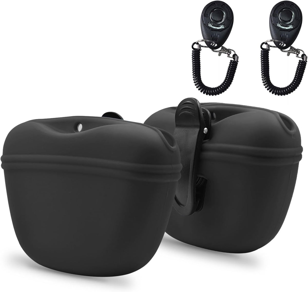 AUDWUD Silicone Dog Treat Pouch,with Dog Training Clicker,Clip on Portable Training Container,Convenient Magnetic Buckle Closing and Waist Clip