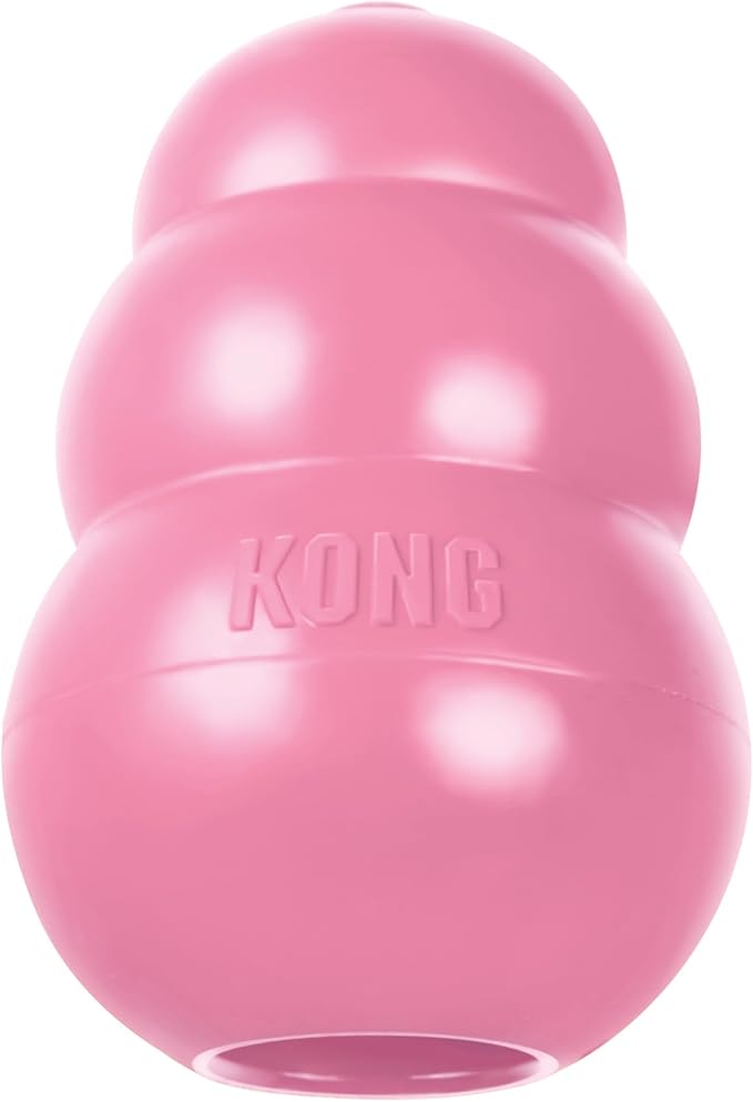 KONG - Puppy Toy Natural Teething Rubber - Fun to Chew, Chase and Fetch - for Small Puppies - Pink