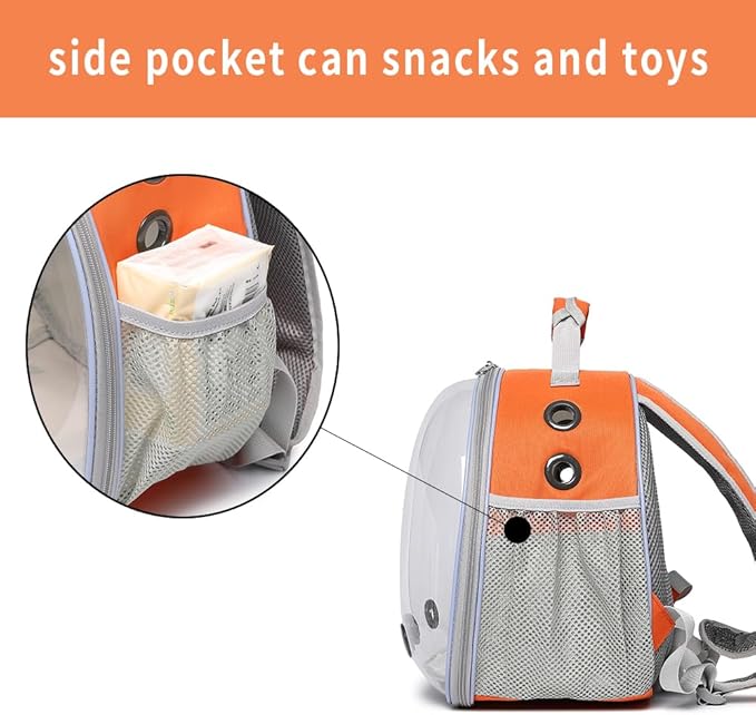 Bunny Carrier, Guinea Pig Carrier,Small Animal Carrier Backpack for Rabbit,Bearded Dragon, Lizard,Hamster,Kitten. Breathable Pet Travel Cage Bag (Orange)
