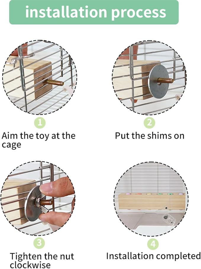 Bird Toys & Bird Perch, Bird Wooden Block Chewing Toy Parrot Foraging & Puzzle Toys Bird Cage Accessories for Conures Parakeets Cockatiels Lovebirds African Grey Macaws (Spinning Ball)