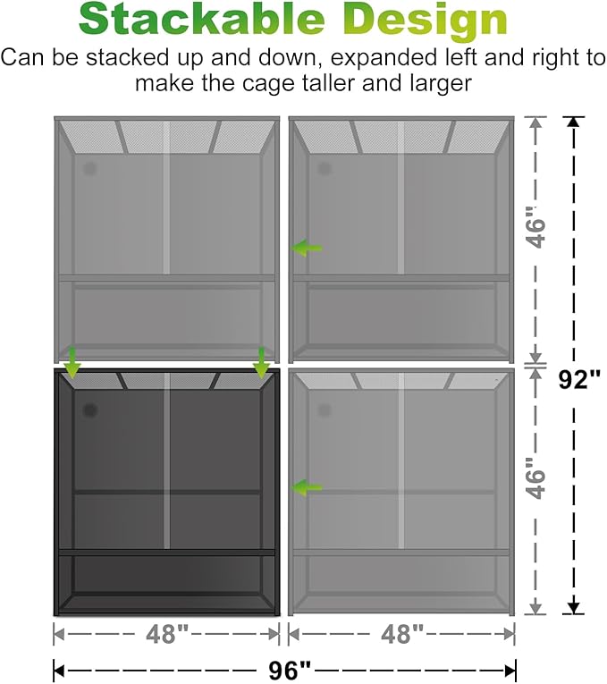 Reptile Tank 230 Gallon, 48"x24"x46" Large Reptile Enclosure for Bearded Dragon and Ball Python, Extra Tall Snake Terrarium with Front Opening Tempered Glass Door, Combination Lock