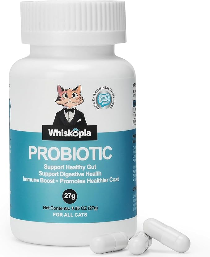 Probiotics for Cats - Cat Probiotic Supplement for Digestive & Gut Support, Diarrhea Relief, Immunity Booster, Cat Probiotic Powder with 9 Billion CFU and Prebiotics, 60 Capsules