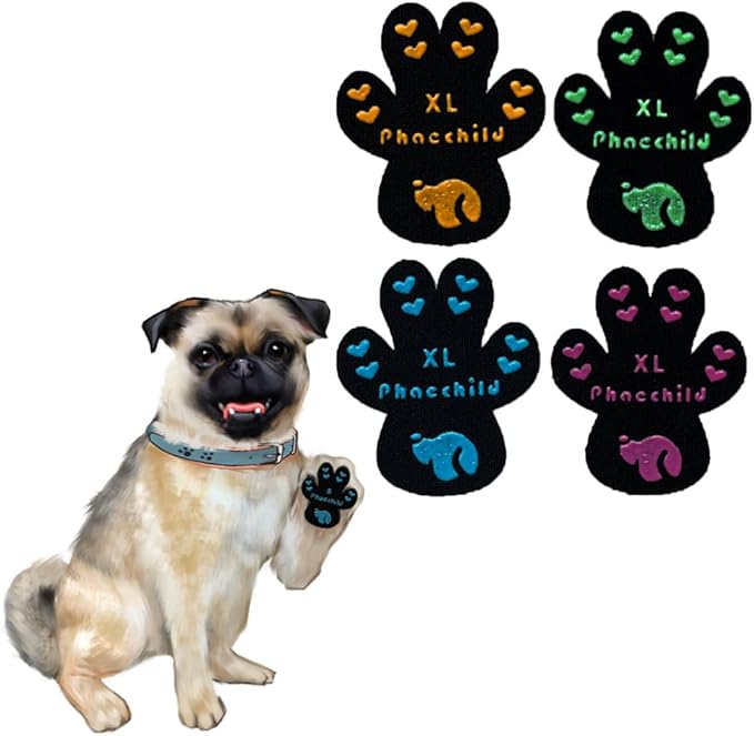 Dog Paw Pads Anti-Slip Grips,Dog Paw Protectors for Senior Dogs on Hot Pavement,Provides Traction to Keep Them from Slipping on Smooth Floors 20 sets-80 Pads Multicolor XL