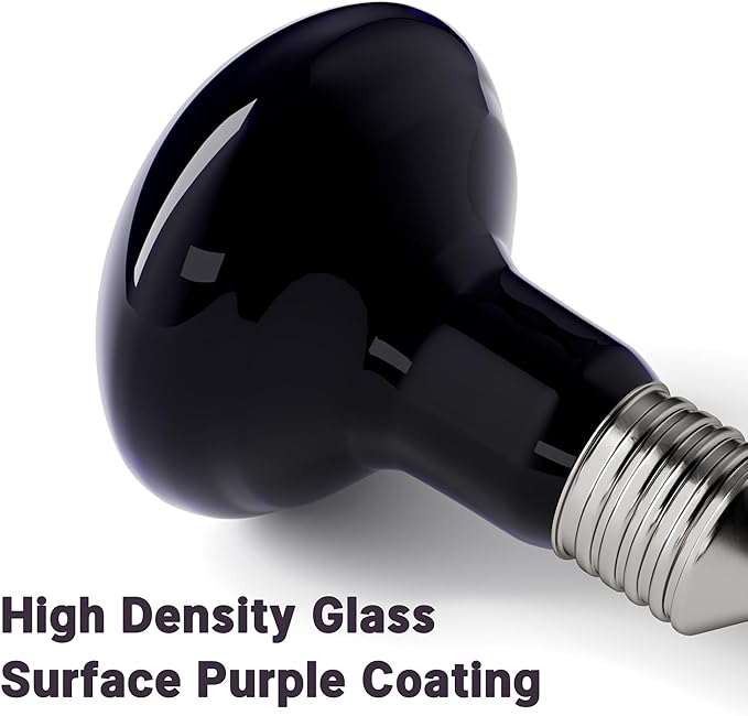 60W Reptile Night Light Bulb, UVA Heat Lamp - Simulate Natural Moonlight, Purple Basking Lamp for Bearded Dragon, Lizard, Snake, Chameleon & Amphibians, Ideal for Aquariums Tanks|Pack of 2