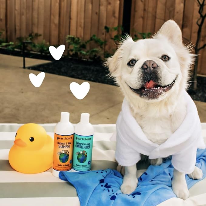 earthbath, Oatmeal & Aloe Dog Shampoo - Oatmeal Shampoo for Dogs, Itchy, Dry Skin Relief, Dog Wash, Made in USA, Cruelty Free Pet Shampoos - Vanilla & Almond, 16 Oz (1 Pack)