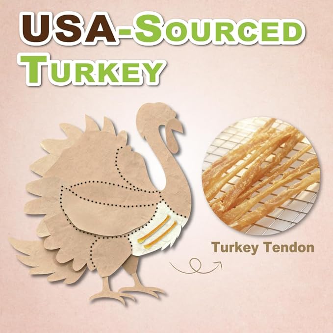 A Freschi srl Turkey Tendons for Dogs, Long-Lasting, Hypoallergenic Rawhide Alternative, Human Grade, Healthy Puppy Chews, Natural Dog Treats for Large Dogs, Bone (L), 10 Count Box