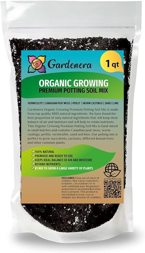 Gardenera Premium Organic Growing Medium - Enhance Your Plant's Growth and Health Naturally - 1 Quart