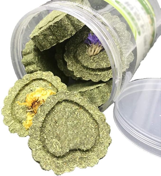 Bunny Chew Toys for Teeth, Natural Pet Chew Toy Hand Made Timothy Hay Cakes for Chinchilla Guinea Pig Hamsters Holland Lop Prairie Dogs Squirrels Gerbils Rabbit Chewing & Molar Teeth, 9.5oz