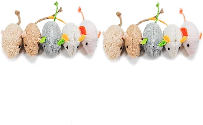 Shudyear cat Toys 5pcs Mouse Toys, Interactive Catnip Animal Toys for Indoor Kittens to Eliminate Boredom for Bored Indoor Cats (10pc)