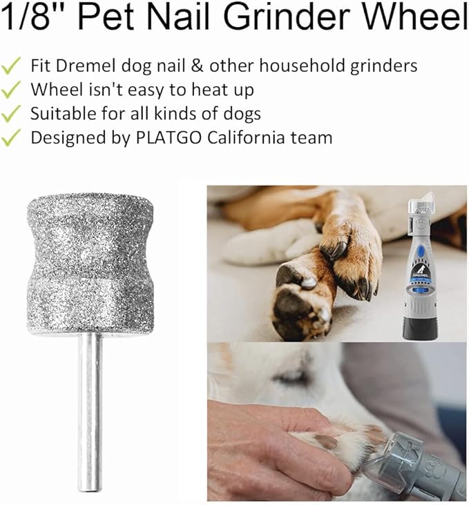 Diamond Dremel Dog Nail Grinder Bit, Dremel Nail Grinder for Pets, Faster Jumbo Dremel Diamond Bit for Dog Nails, 1/8'' Dremel Dog Nail Grinder Attachment, Dog Nail Grinder for Animals Nail Care
