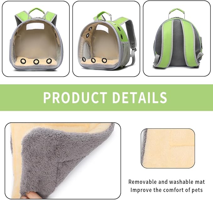 Bunny Carrier, Guinea Pig Carrier,Small Animal Carrier Backpack for Rabbit,Bearded Dragon, Lizard,Hamster,Kitten. Breathable Pet Travel Cage Bag (Grass Green)