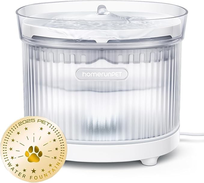 HomeRunPet Wireless Pump Cat Water Fountain - Detachable Design for Easy Cleaning, Multi-Cat Water Dispenser with Chew-Proof Base