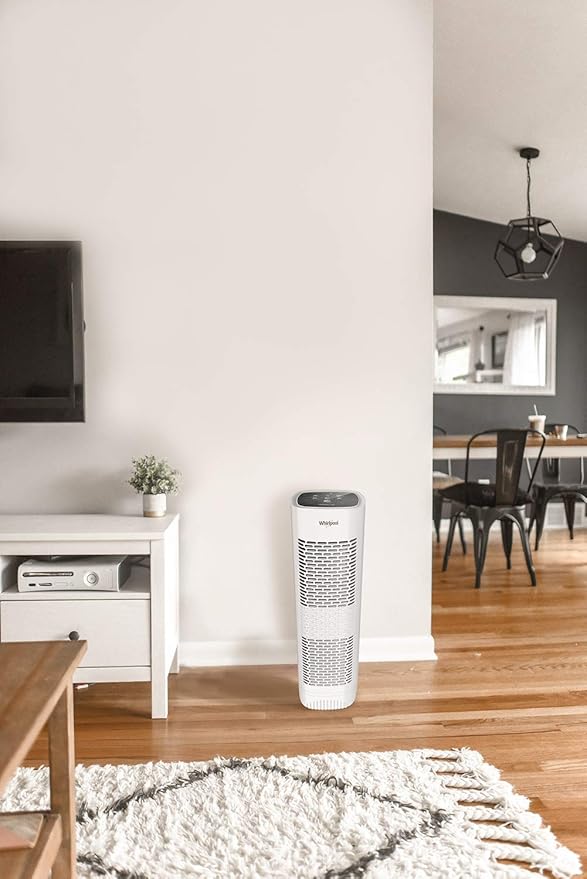 Whirlpool WPT80P Whispure True Hepa Air Purifier, Activated Carbon Advanced Anti-Bacteria, Ideal for Wildfire, Allergies, Odors, Pet Dander, Mold, Smoke and Germs, Large, White