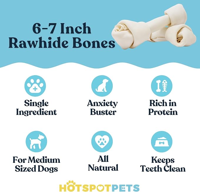 hotspot pets 10 Pack - 6-7 Inch Certified Facility Rawhide Dog Chews - from Grass Fed Brazilian Cows - Promotes Tooth Health and Good Behavior (10 Pack)