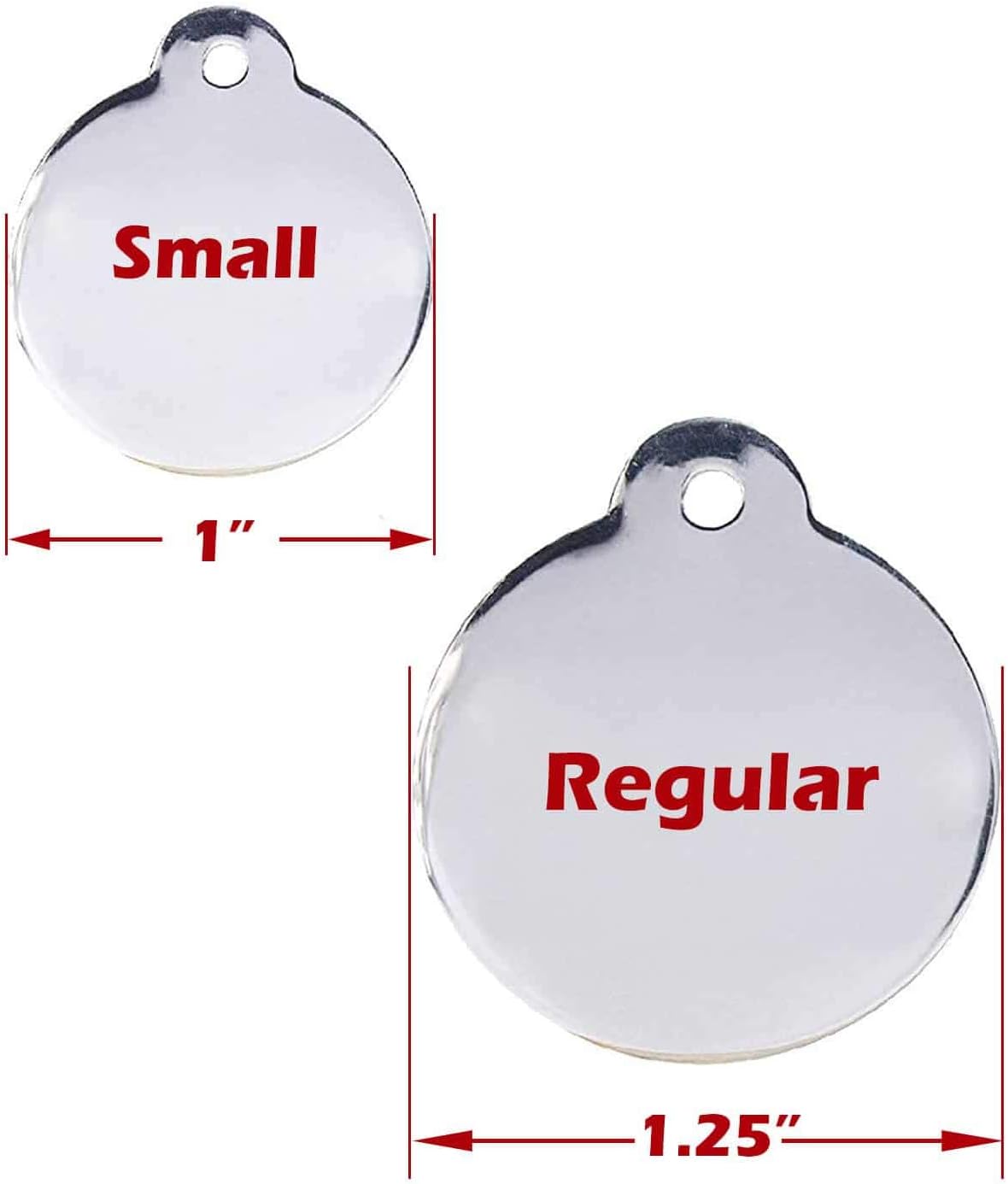 Engraved Pet Tag for Dogs and Cats - Personalized Front & Back up to 4 Lines of Text Custom Engraved ID, Round Paw Print Solid Plating Stainless Steel Silver Regular