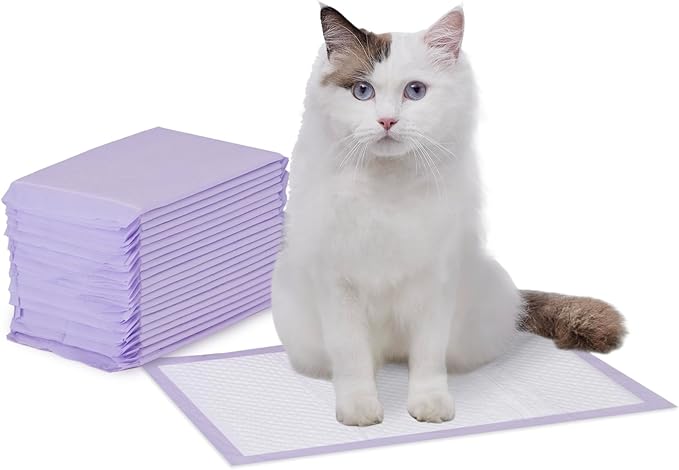 Amazon Basics Cat Litter Pee Pads, 20 Count, Universal Fit for Litter Box, Odor Control with Fresh Scent, Purple