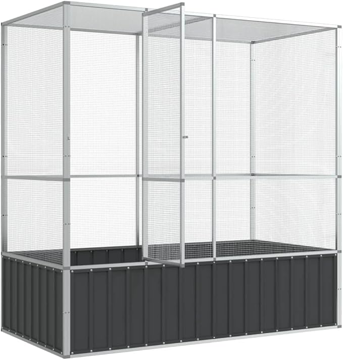 Galvanized Steel Large Flight King Bird Cage, Steel Outdoor Aviary, Outdoor Indoor Large Bird Cage Aviary Pet House for Cockatiels African Parakeets, 82.9"x42.1"x83.5",-301