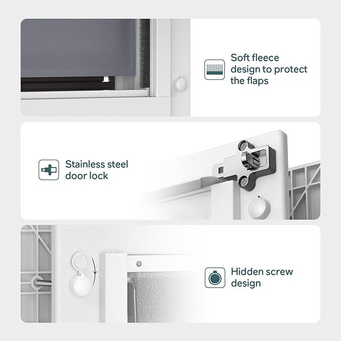 Baboni 3-Flaps Pet Door for Interior and Exterior Doors, Durable Plastic Frame and Telescoping Tunnel, Aluminum Lock/Metal Panel, Strong Magnetic Flaps, Never Rust Dog Door (Pets Up to 40 Lb) -Medium