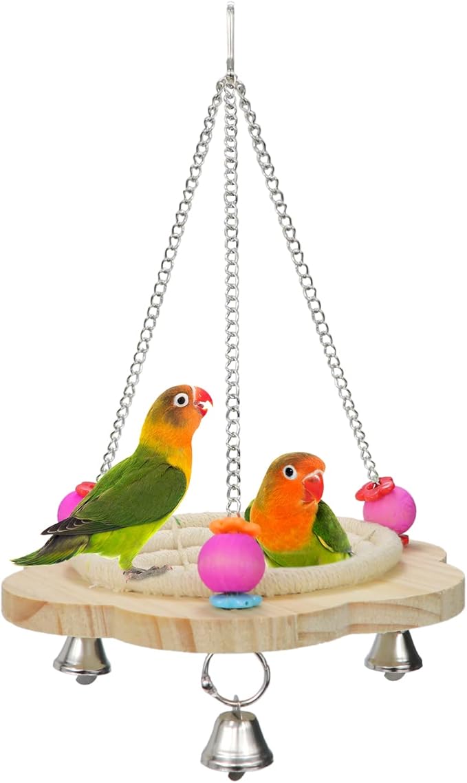 Wontee Bird Nest Parrot Breeding Nest Bed Bird Hanging Swing for Budgies Parakeets Conures Cockatiels Caique Senegal Parrot (Cotton Rope)
