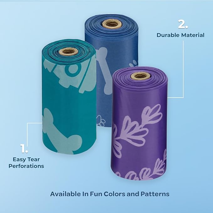 Best Pet Supplies Dog Poop Bags for Waste (150 Bags) Refuse Cleanup, Doggy Roll Replacements for Outdoor Puppy Walking and Travel, Leak Proof and Tear Resistant, Thick Plastic - Assorted Colors