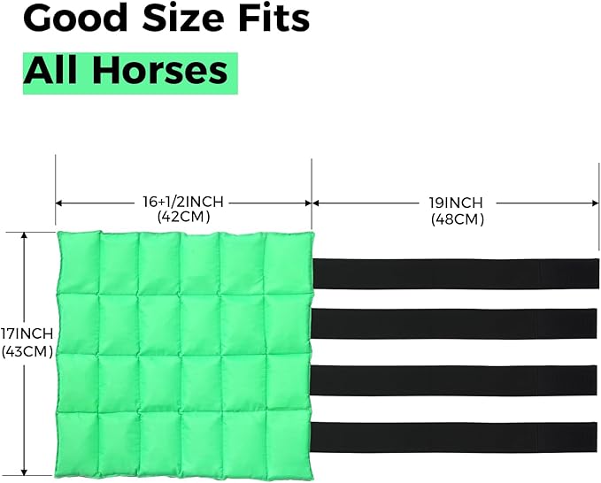 Reusable Gel Horse Ice Boots (Set of 2) - Adjustable Leg Wraps for Cooling Relief on Hocks, Knees & Ankles, Durability & Cooling in Active Horses