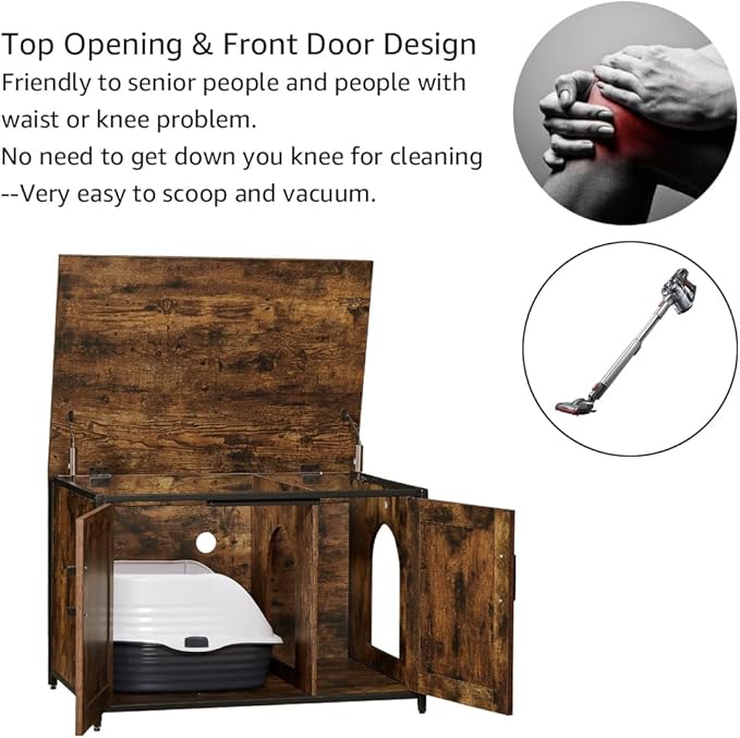 unipaws Top Opening Cat Litter Box Enclosure, Friendly to Elderly People, Waist or Keen Problem People, XL Extra Large Cat Box Furniture, High Jumbo Automatic Litter Box Cover Hidden for Large Cat