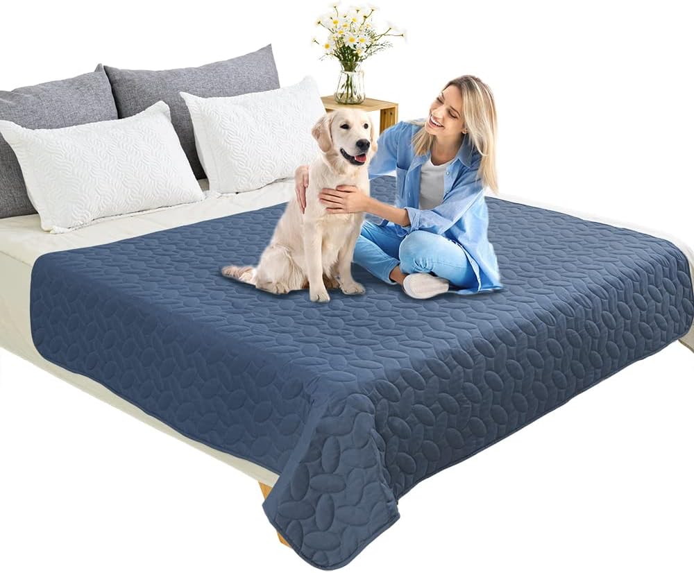 Ameritex Pet Bed Cover Dog Bed Blanket for Sofa and Furniture Waterproof New Pattern Design (68x82 Inch, Navyblue)