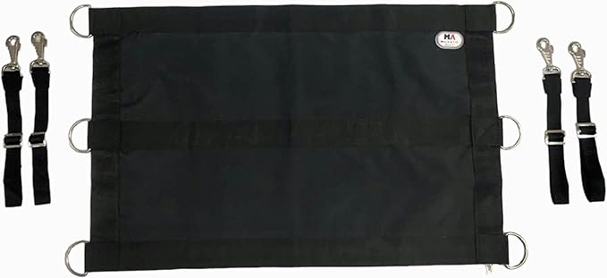 Majestic Ally 1200D 29"x19" Horse Stall Guard with Replaceable and Adjustable Length Straps and Replaceable Hardware (Black Black)