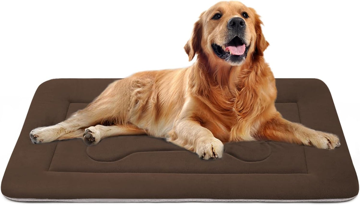 JoicyCo Large Dog Bed Soft Dog Crate Pad Mat, 42 in Non-Slip Bottom Washable Dog Sleeping Mattress Pet Beds Cat Bed Kennel Pad, Dark Brown