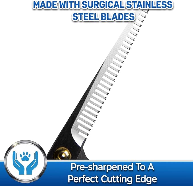 PET MAGASIN Dog Grooming Scissors Straight Thinning Yellow Stainless Steel Professional Grooming Shears for Dogs and Pets