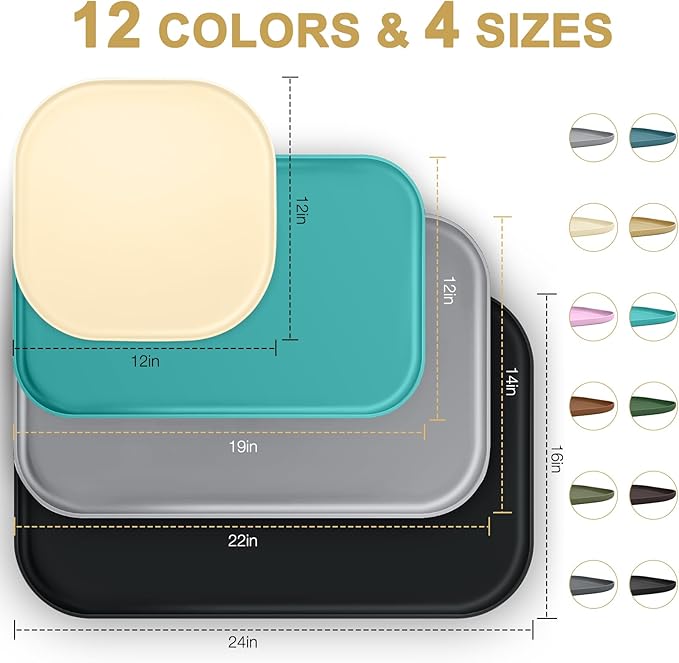 Silicone Pet Food Mat with Raised Edge for Food and Water Bowl, Dog Feeding Mats, Cat Food Trays for Floor Waterproof, Rubber Tray for Dogs and Cats, 19 x 12 x 0.7 Lavender