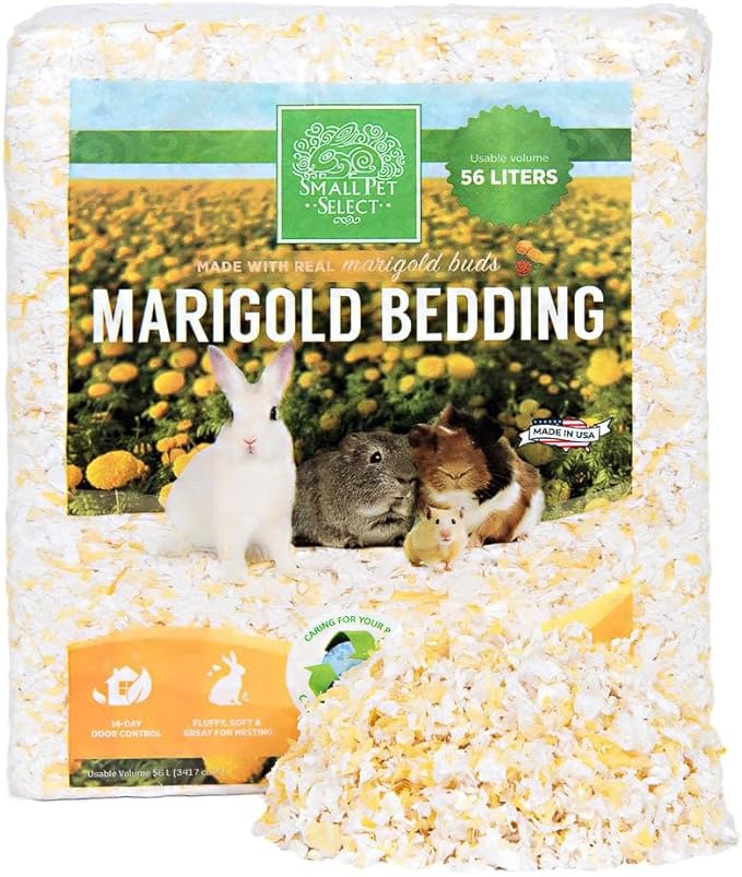 Small Pet Select - Natural Paper Bedding with Real Marigold Buds. Rabbits, Guinea Pigs, and Other Small Animals, 56L