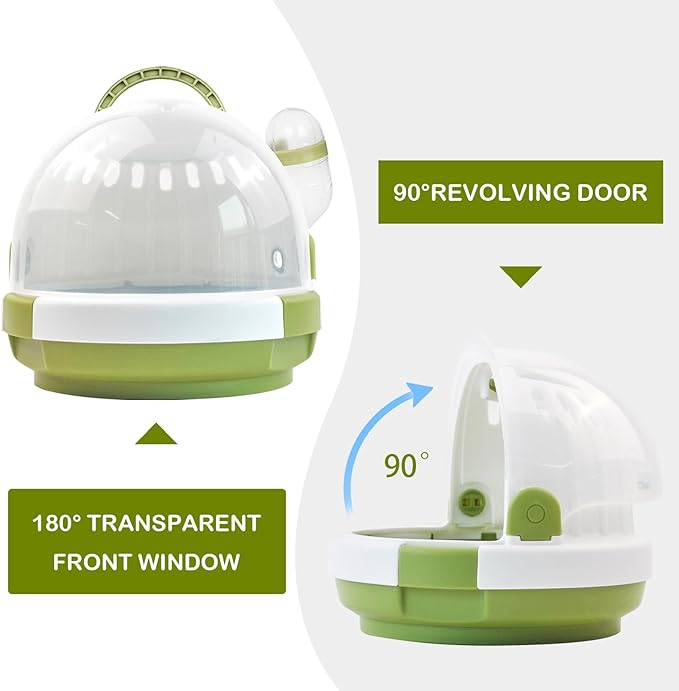 Hamster Carrier Cage with Water Bottle,Portable Dwarf Hamster Travel Carrier Plastic Guinea Pig Carrier Small Animal Breathable Outdoor Cage for Hamsters Chinchillas Hedgehog (Green)