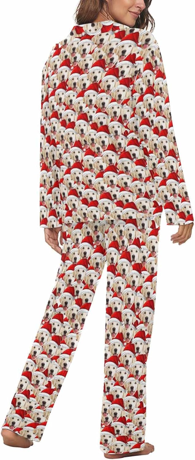 MyPupSocks Custom Face Pajamas for Women Set, Personalized Photo Long Sleepwear XS-XXL