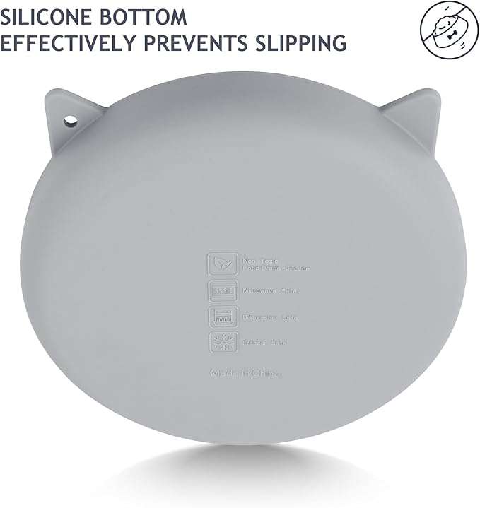 Coomazy Silicone Slow Feeder Dog Cat Bowls, Interactive Puzzle Toy for Pets Food Training, Keeps Dogs Cats Busy, Prevents Puppy Kitty Overeating (Smoke Gray, 1.4Cup)