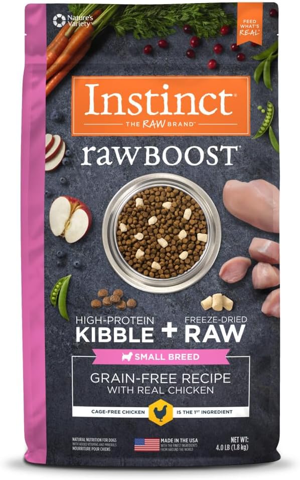Instinct Raw Boost Small Breed, Natural Dry Dog Food with Freeze Dried Pieces, High Protein, Grain Free Recipe - Real Chicken, 4 lb. Bag