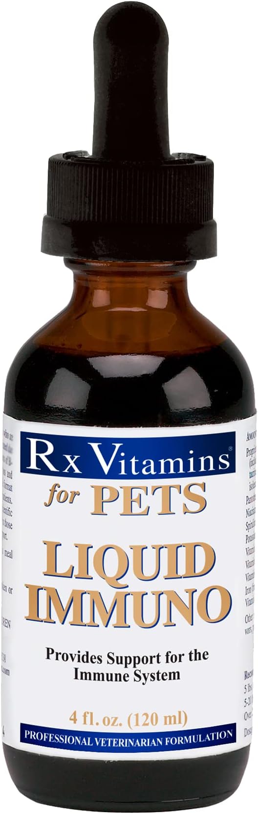Rx Vitamins Liquid Immuno Dog and Cat Immune Support - L-Lysine for Cats - Reishi Mushroom Supplement for Dogs - Feline & Canine Immune System Support - Bacon Flavor - 4 oz
