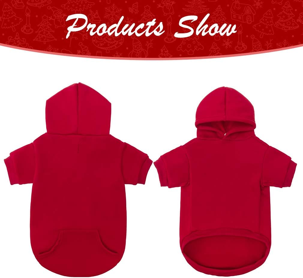 KOOLTAIL Basic Dog Hoodie - Soft and Warm Dog Hoodie Sweater with Leash Hole and Pocket, Dog Winter Coat, Cold Weather Clothes Sweatshirt for Small Medium Large Dogs Puppy Cat Boys Girls Red S