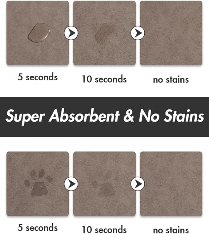 Absorbent Dog Water Mat for Food and Bowl - Quick Dry Pet Feeding Mat, No Stains, Accessories for Messy Drinkers