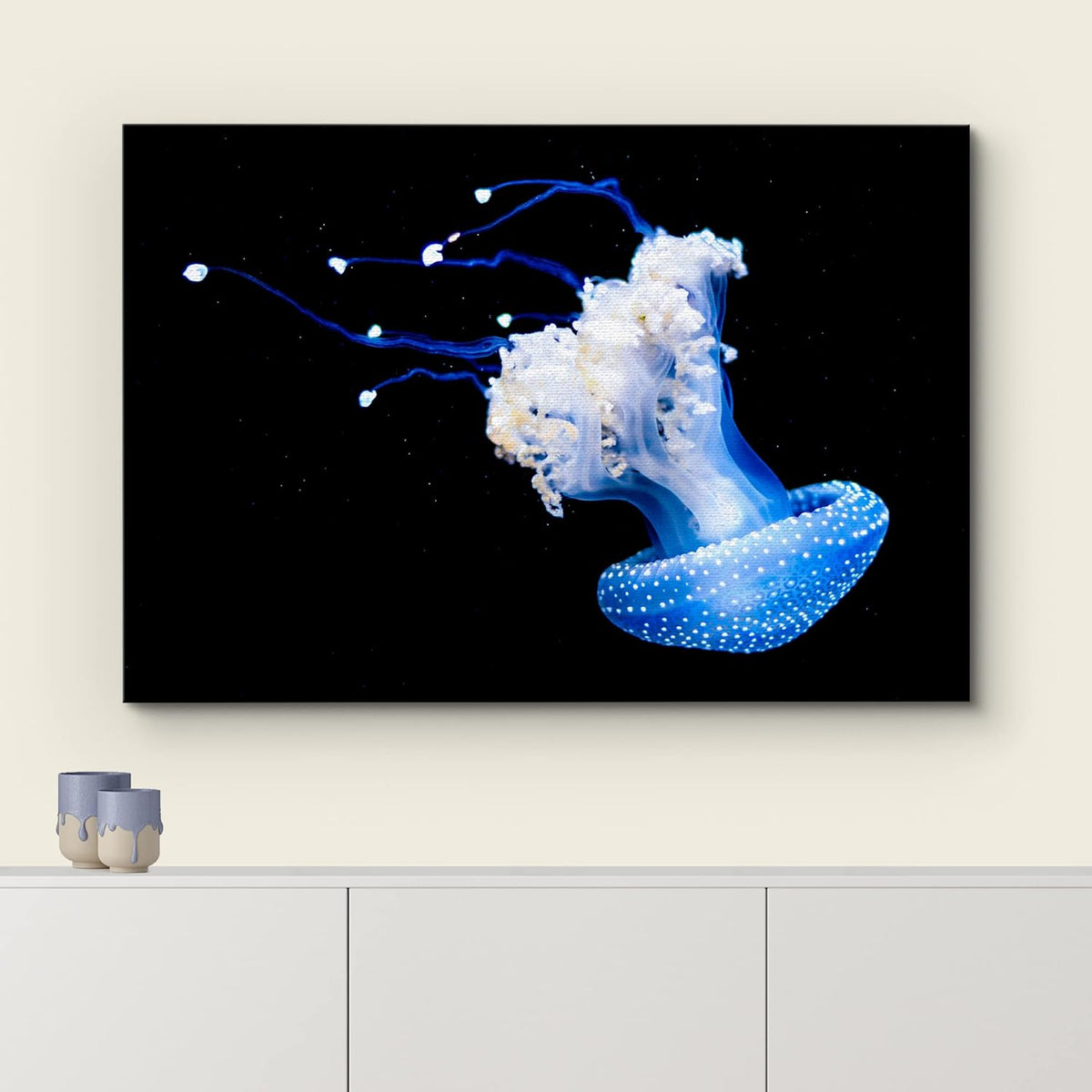 wall26 Canvas Print Wall Art Mystic Fantasy Tropical Blue X-Ray Jellyfish Nature Animals Photography Realism Rustic Scenic Landscape Wilderness Colorful for Living Room, Bedroom, Office - 24"x36"
