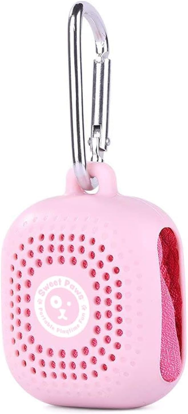 Sweet Paws Portable Dog Paw Towel, Lightweight & Super Absorbent Microfiber, Clips onto Leash, Quick Drying Towel for Dogs Paws with Silicone Case, Dry Dog’s Paws on The Go - Small - Rosy Glow