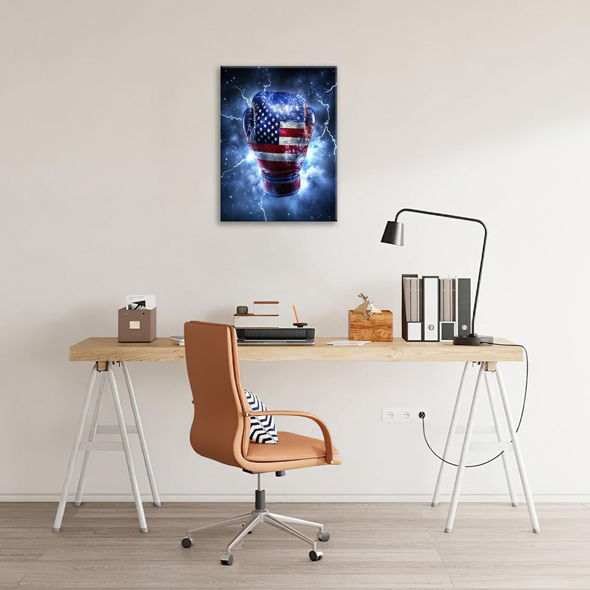 Sports Boxing Wall Art Canvas American Flag Wall Decor Prints Framed Painting Pictures Gifts Artwork for Bathroom Living Dining Room 16"x20"
