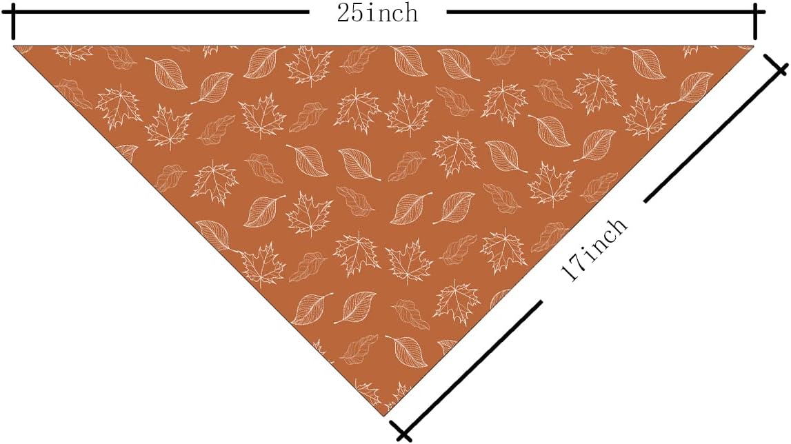 Fall Dog Bandanas Orange Autumn Leaves Print Pet Scarf for Boy and Girl Holiday Bandana for Medium and Small Dogs Fancy Thanksgiving Gifts for Dogs