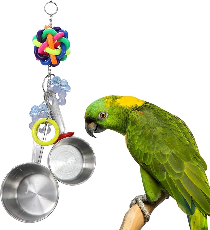Litewoo Bird Stainless Steel Bell Toys, Safe and Stable Hanging Spoons Pipe Chew Bite Toy（D）