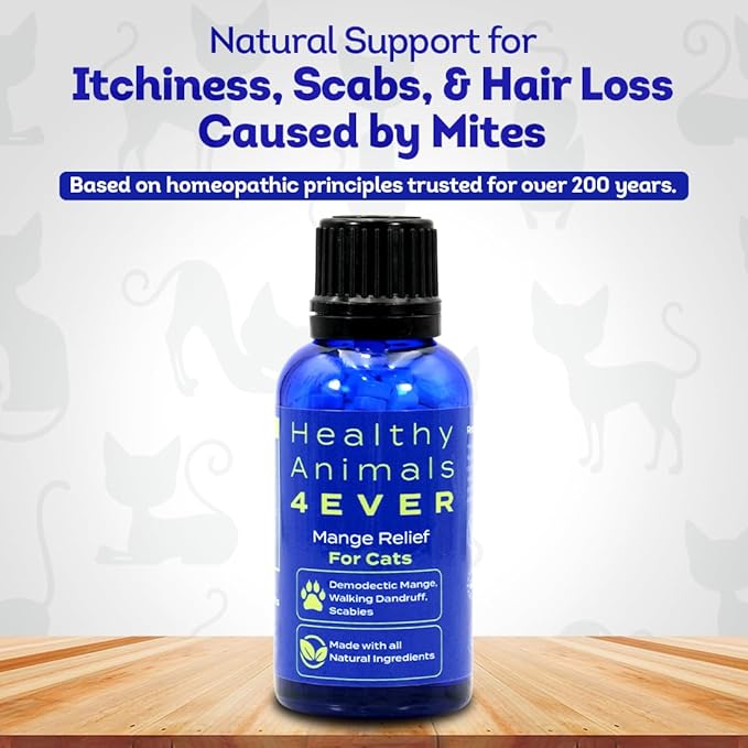 HA4E - Mange Relief for Cats - Treatment for Itchiness, Scabs, & Hair Loss Caused by Mites - All-Natural, Homeopathic, Non-GMO, Organic, Gluten, Preservative & Chemical Free - 300 Tablets