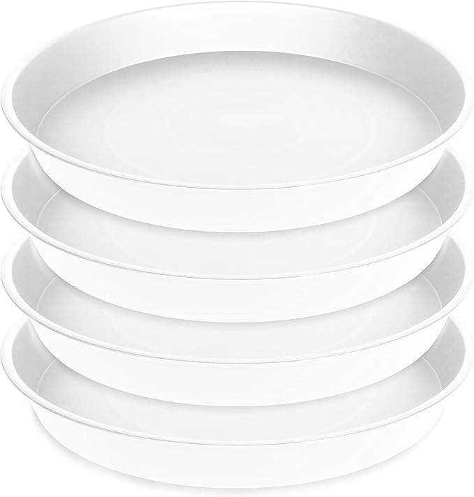 4 Pack of 19 inch Plant Saucer, 2.7" Depth Tray, Large Deep Garden Plastic Flower Planter Plant Trays for Indoors Outdoor Bath Bath (19", Creamy White)